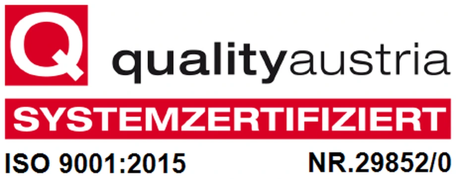 quality austria systemzertifiziert — ISO 9001:2015, Reg.-Nr. 29852/0
